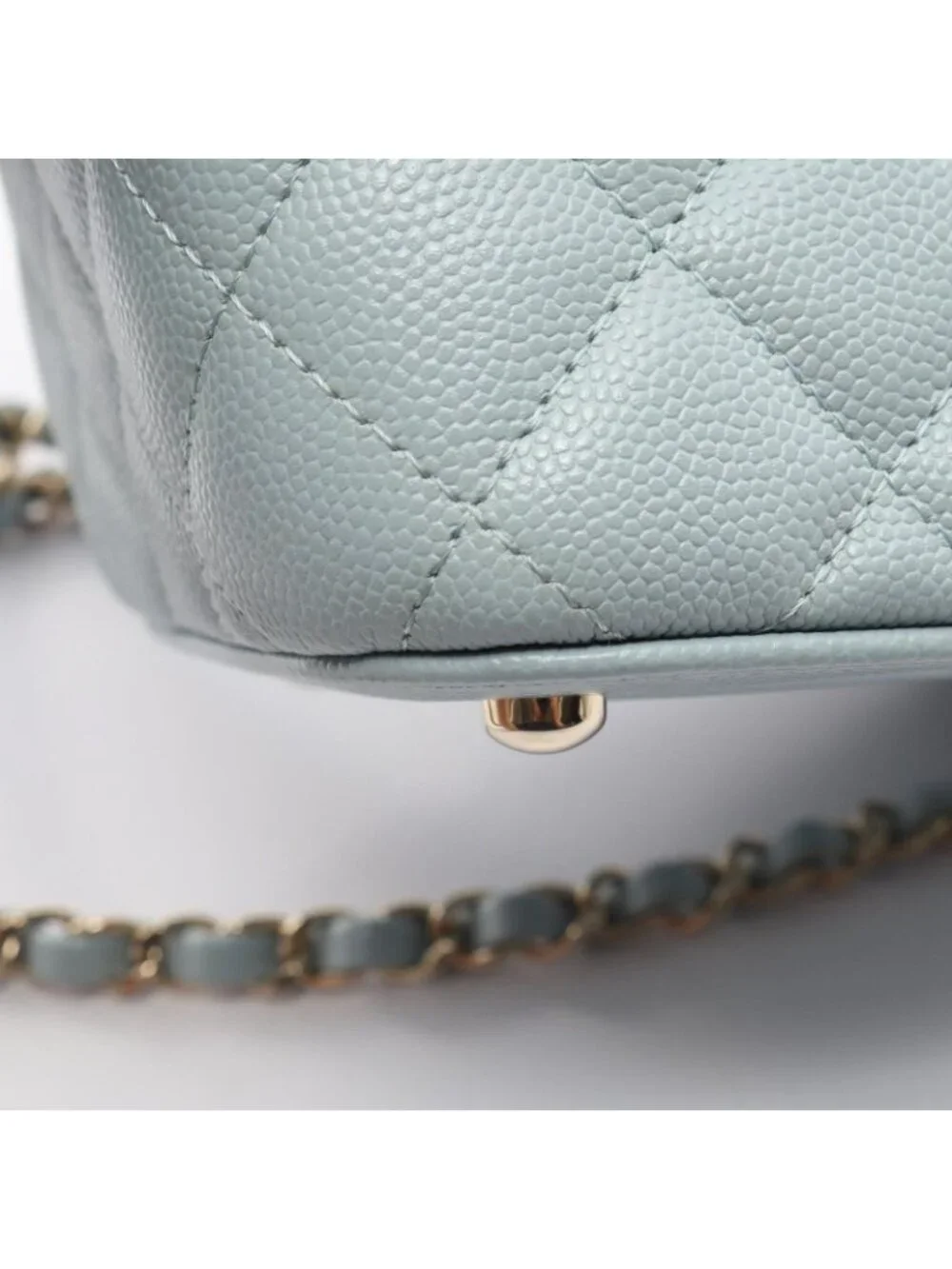 Chanel Shoulder Bag Quilted 2-Way Light Blue Caviar Leather Vanity Chain